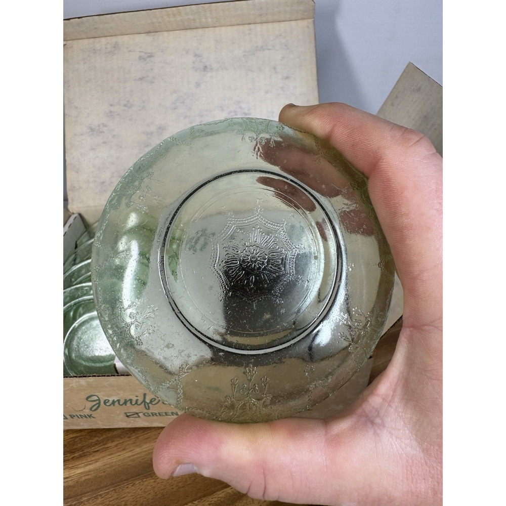 VTG Mosser Glass Miniatures depression, Jennifer #12 - Green Bowl Set - Picture 4 of 7